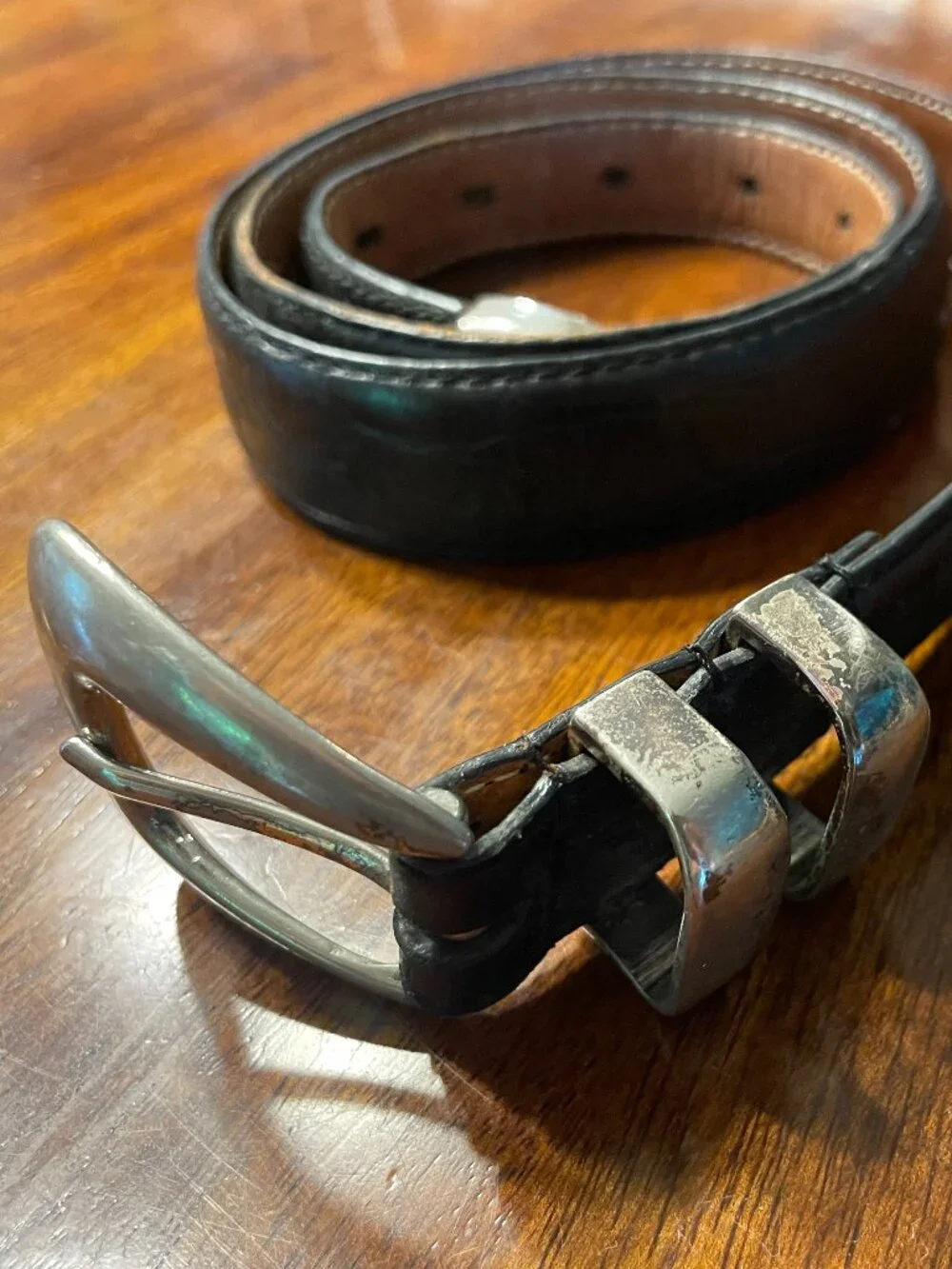 Leather Belt Women's Black with Metal Buckle 42